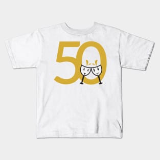 50th Birthday Large Numbers and Cute Wine Glasses Kids T-Shirt